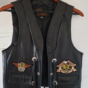 Motorcycle Leather Vest Black Woman's Size 38